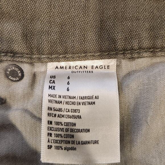 American Eagle Olive Green Distressed Cut Off Highest Rise Mom Short Size 6 - Picture 6 of 12